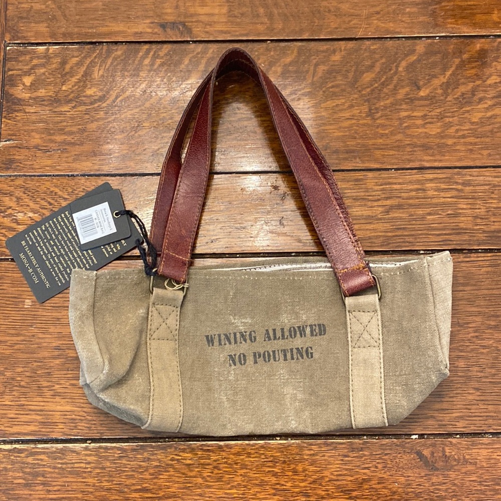 NWT Mona B. Handbags “Wine Allowed, No Pouting” Canvas Wine Bag / Tote
